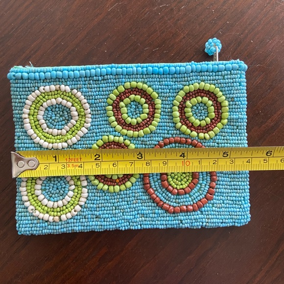 Small Fully Beaded Coin Purse. Circle Seed Bead Bag - Picture 4 of 6